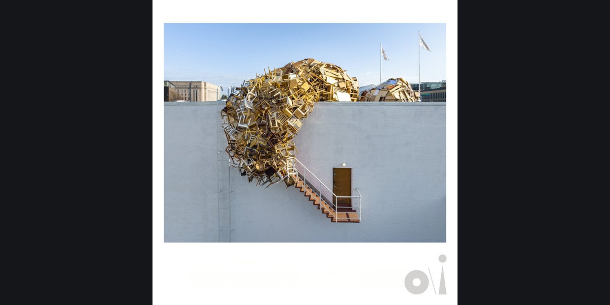 Official Face the Wall artwork featuring Tadashi Kawamata’s The Nest installation.